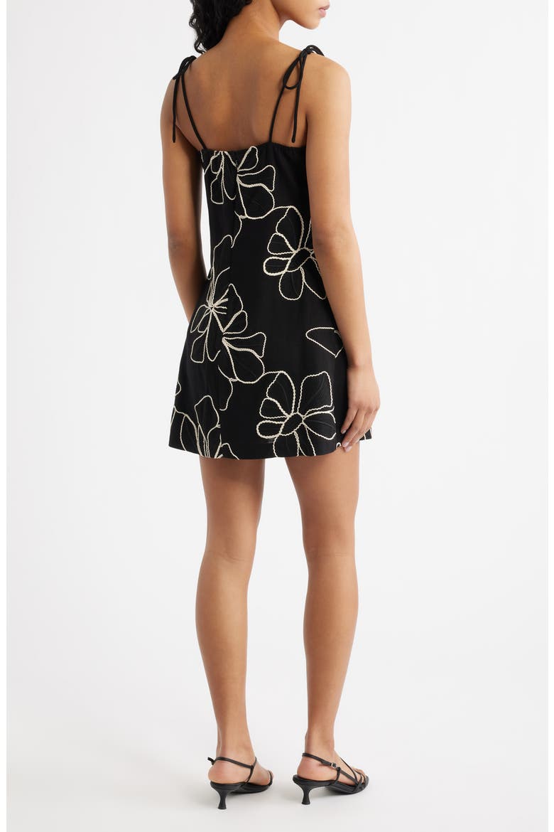 Floral Embroidered Tie Strap Minidress, Alternate, color, BLACK MULTI