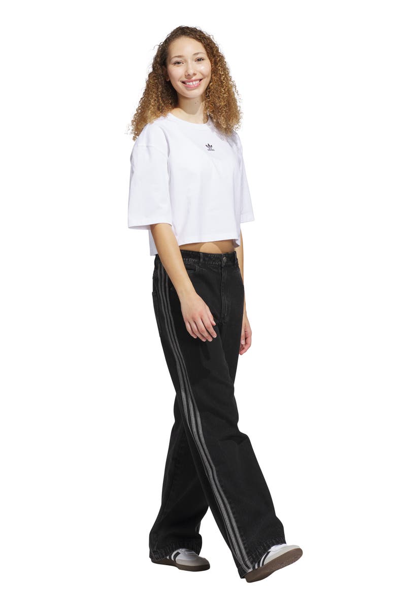 adidas Originals Essentials Trefoil Logo Crop T-Shirt, Alternate, color, White