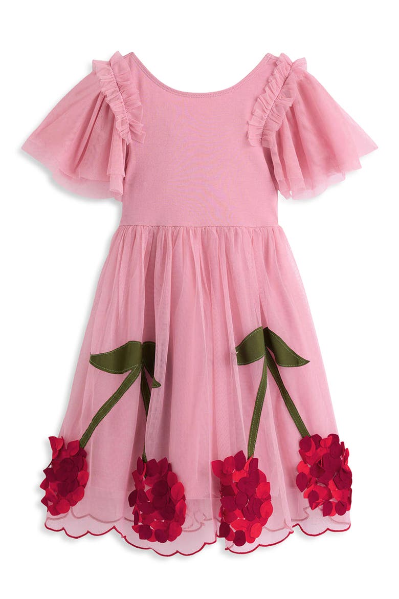 Kids' Cherry Appliqué Tulle Dress, Main, color, PINK CHERRIES