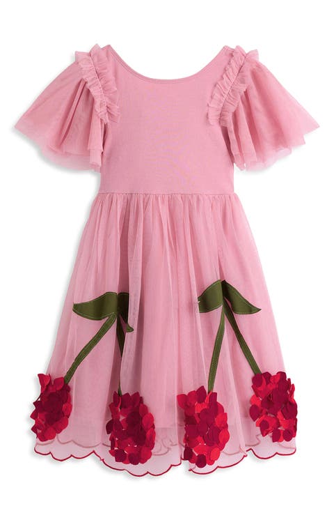 Kids' Cherry Appliqué Tulle Dress