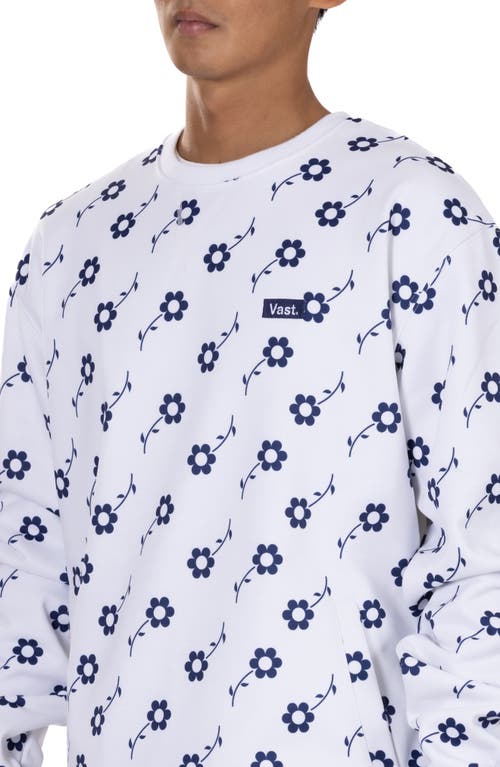 Vast Floral Print Recycled Polyester Sweatshirt In White