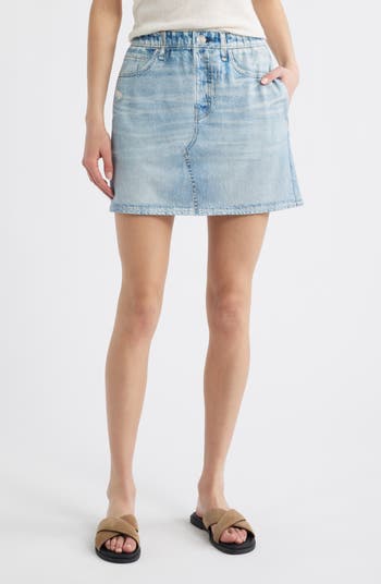 Miramar Pull-On Trompe l'Oeil Faux Denim Cotton Terry Miniskirt