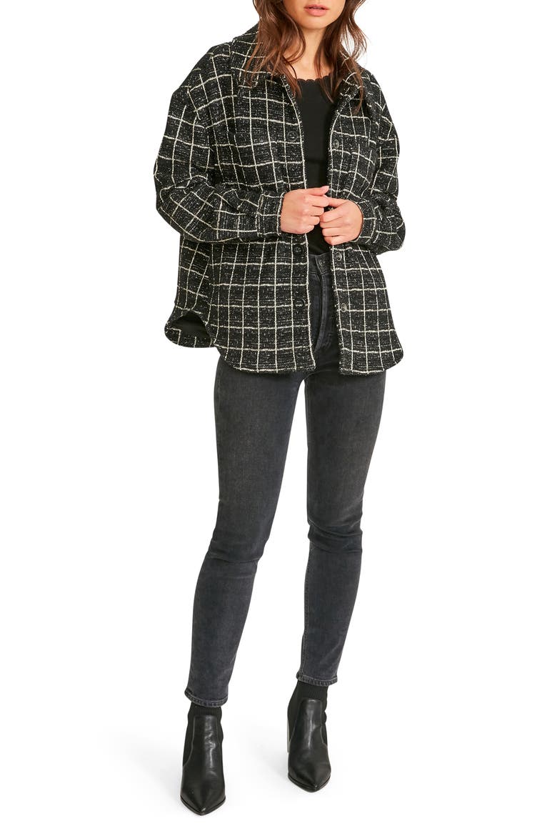 Window Seat Tweed Shirt Jacket, Alternate, color, BLACK
