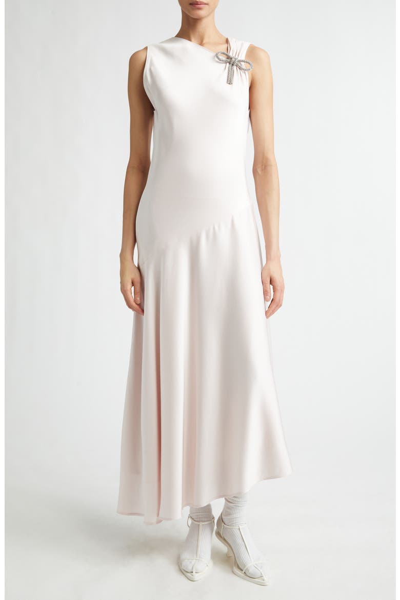 Draped Asymmetric Crepe Back Satin Dress, Main, color, BALLERINA