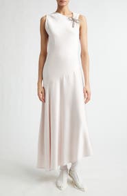 Jil Sander Draped Asymmetric Crepe Back Satin Dress