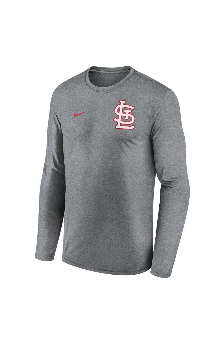 Nike Men's Nike Heather Charcoal St. Louis Cardinals 2-Hit Legend Performance Long Sleeve T-Shirt, Alternate, color, Heather Charcoal