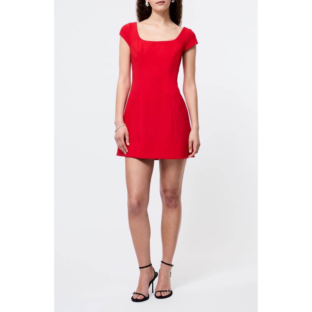 French Connection Azra Twill Cap Sleeve Mini Dress In Red