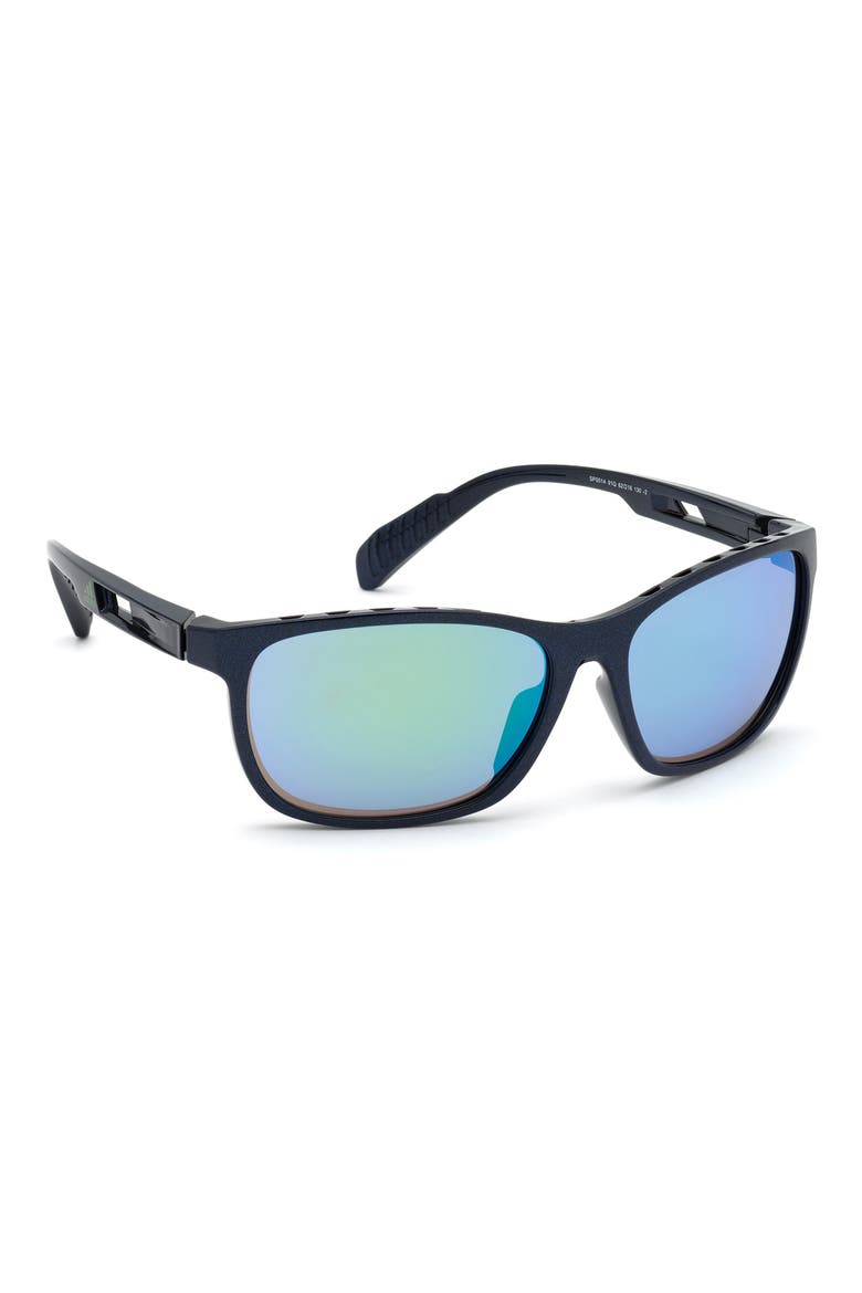 62mm Square Sunglasses, Alternate, color, BLUE / GREEN MIRROR LENSES