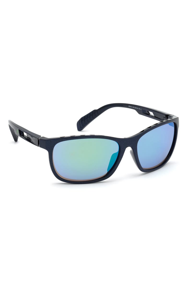 adidas 62mm Square Sunglasses, Alternate, color, Blue / Green Mirror Lenses