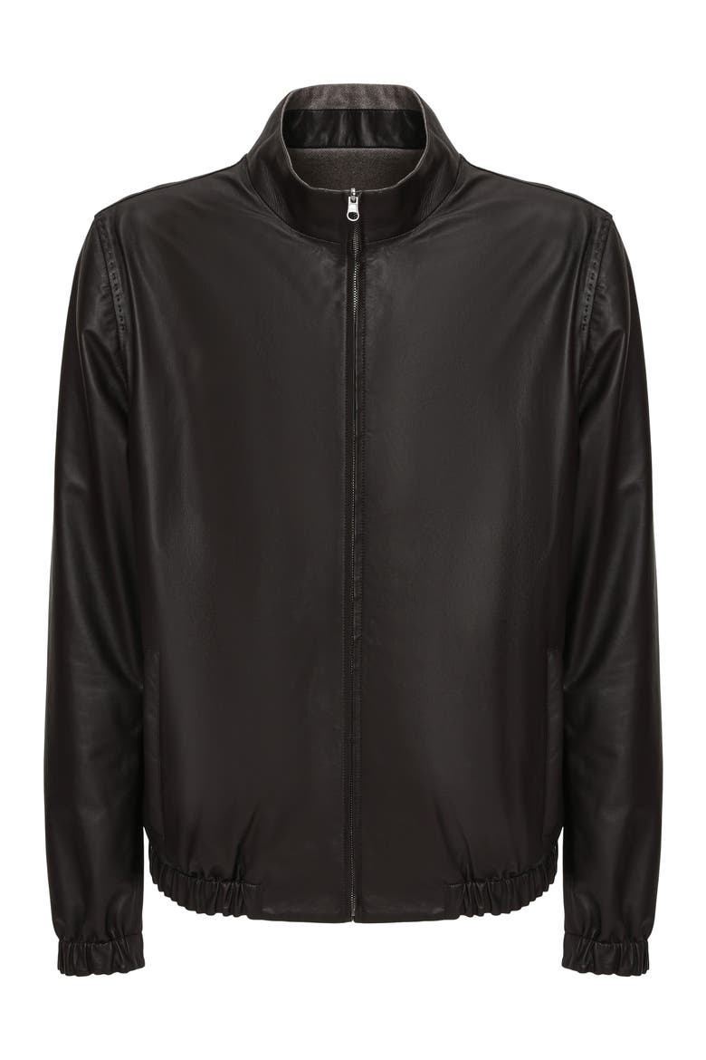 Men's Light Genuine Nappa Leather Jacket Reversible To Cashmere & Wool Crafted From Loro Piana, Alternate, color, DARK BROWN/TAUPE