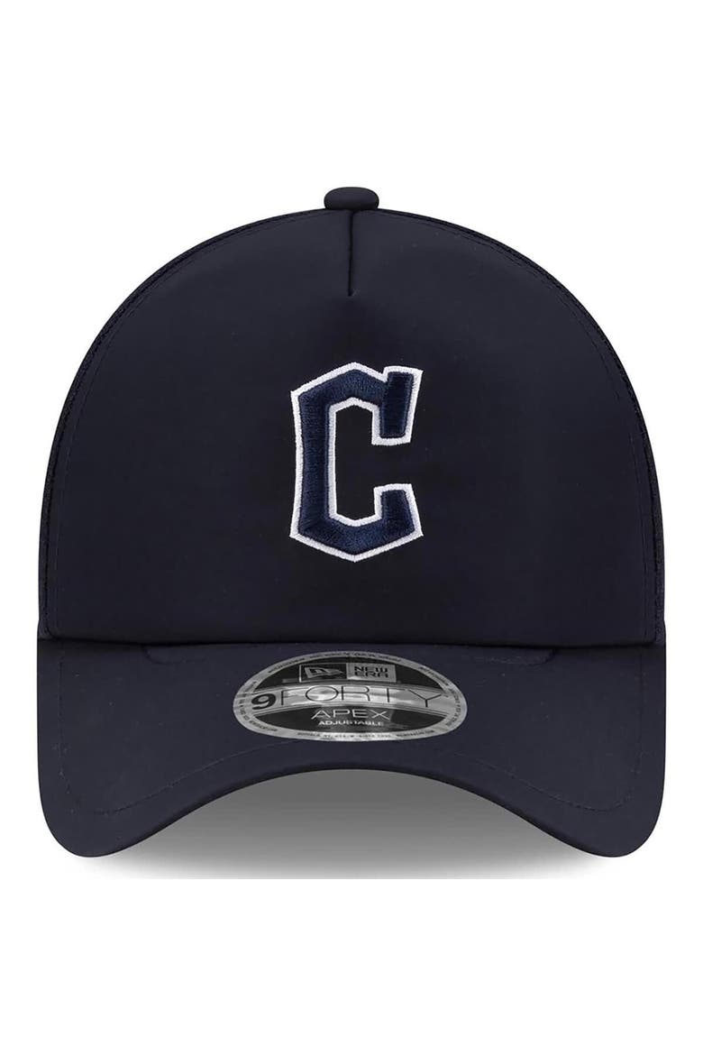 Men's New Era Navy Cleveland Guardians 2026 Batting Practice Apex 9FORTY Adjustable Trucker Hat, Alternate, color, Navy