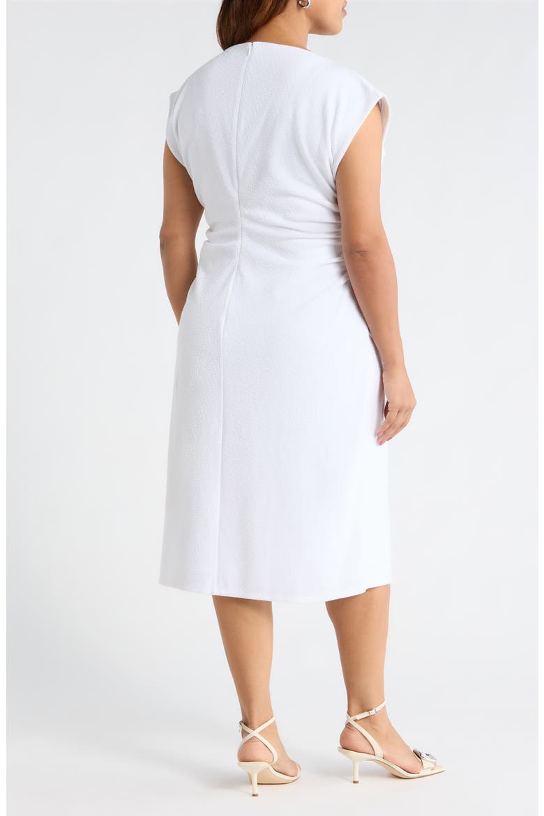 Cap Sleeve Ruched Dress, Alternate, color, WHITE