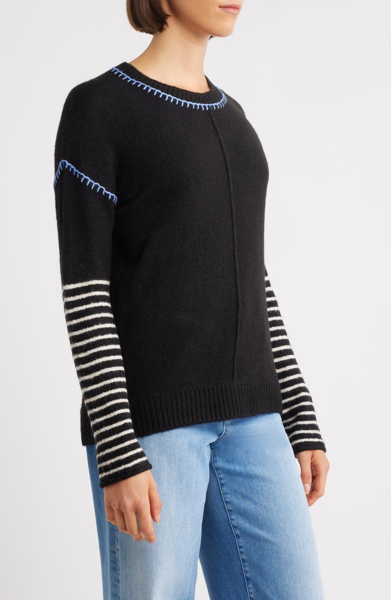 Hatley Avery Blanket Stitch Stripe Sweater, Alternate, color, Black