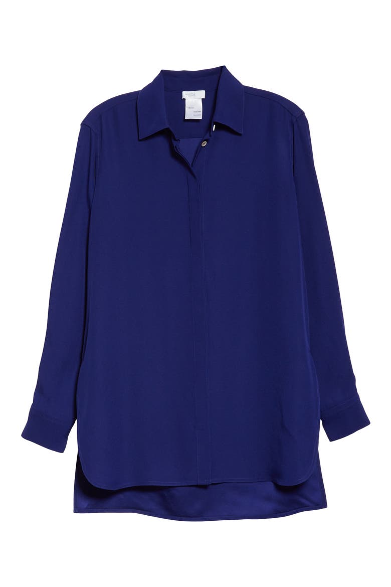 Crepe Back Satin Shirt, Alternate, color, COBALT