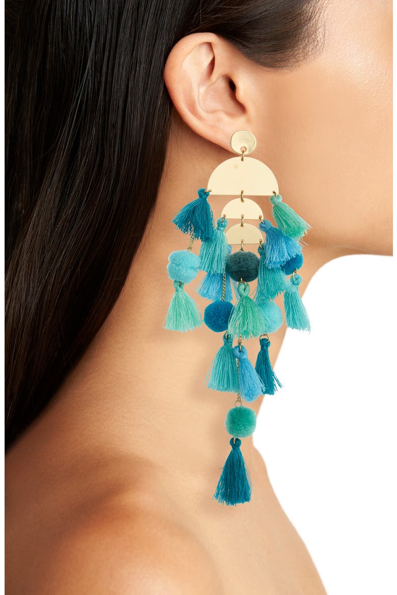 Calypso Tassel Earrings, Alternate, color, GOLD/ TURQUOISE