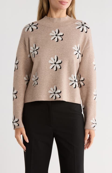 Mock Neck Jacquard Sweater