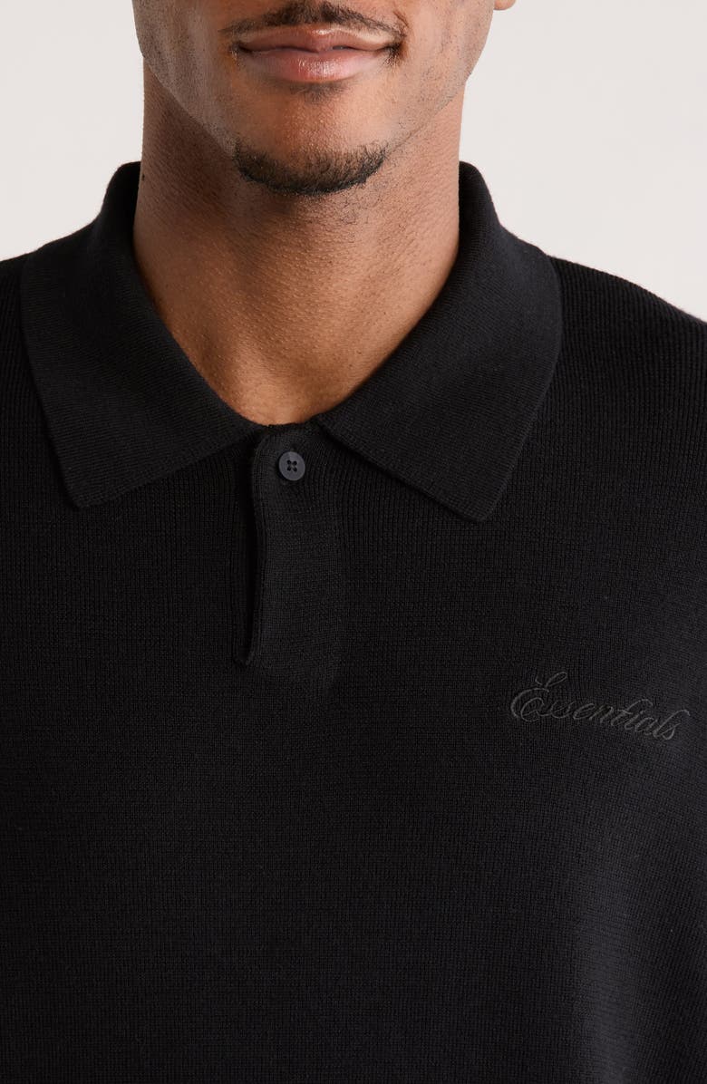 Fear of God Essentials Signature '90s Merino Wool Polo Sweater, Alternate, color, Vintage Black
