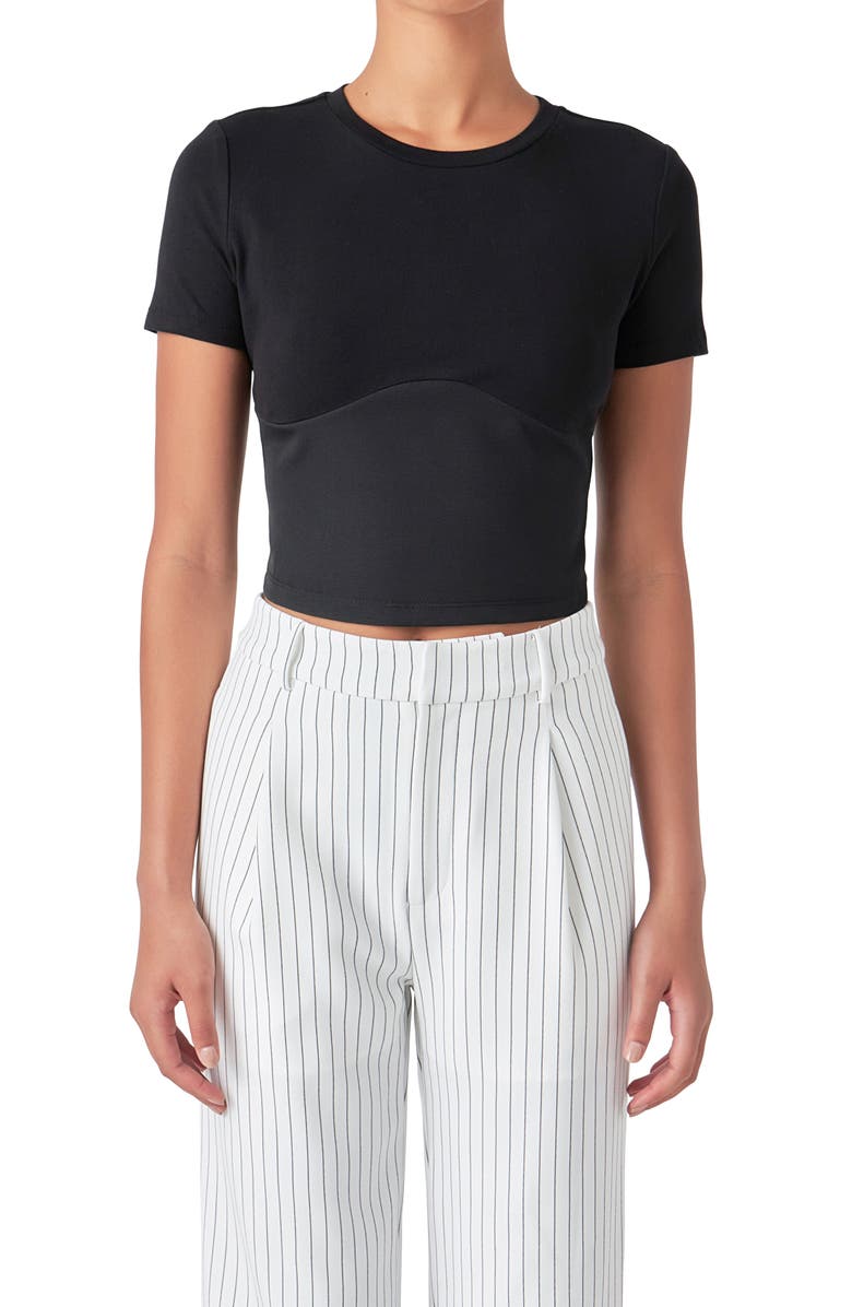 Grey Lab Crop Bustier T-Shirt, Alternate, color, 