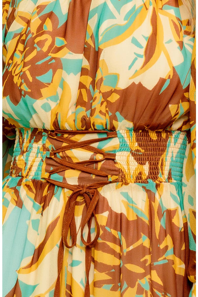 Long Sleeve Tiered Midi Dress, Alternate, color, BROWN MINT