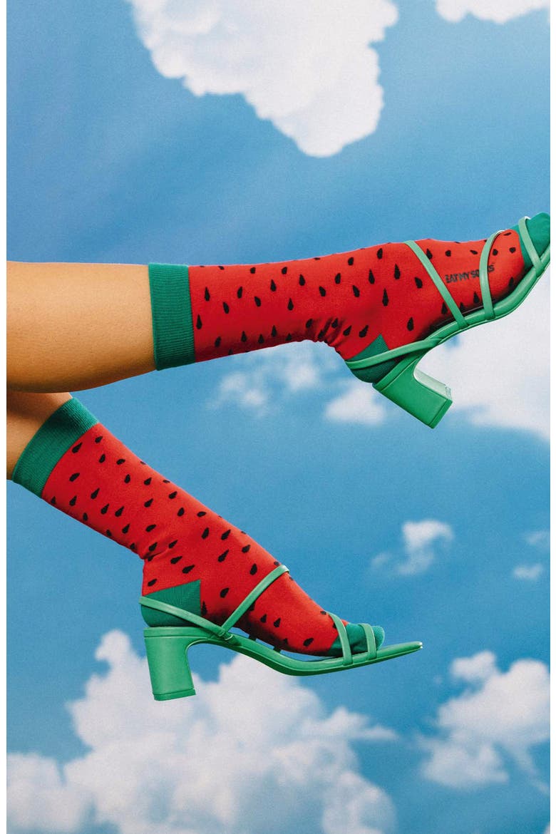 Watermelon Pop 3D Crew Socks, Alternate, color, WATERMELON