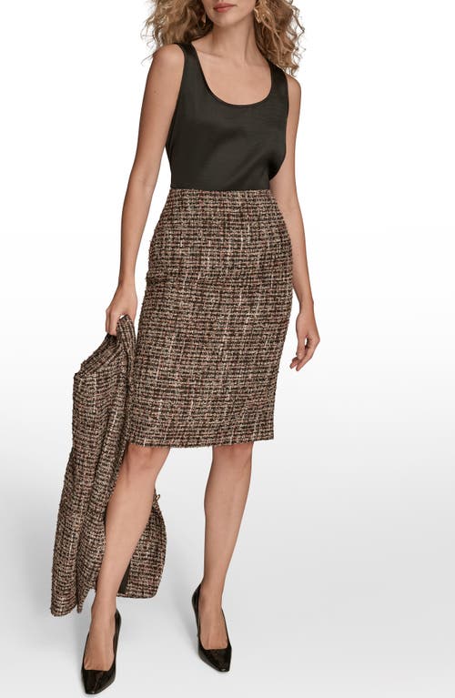 Donna Karan New York Tweed Pencil Skirt In Brown
