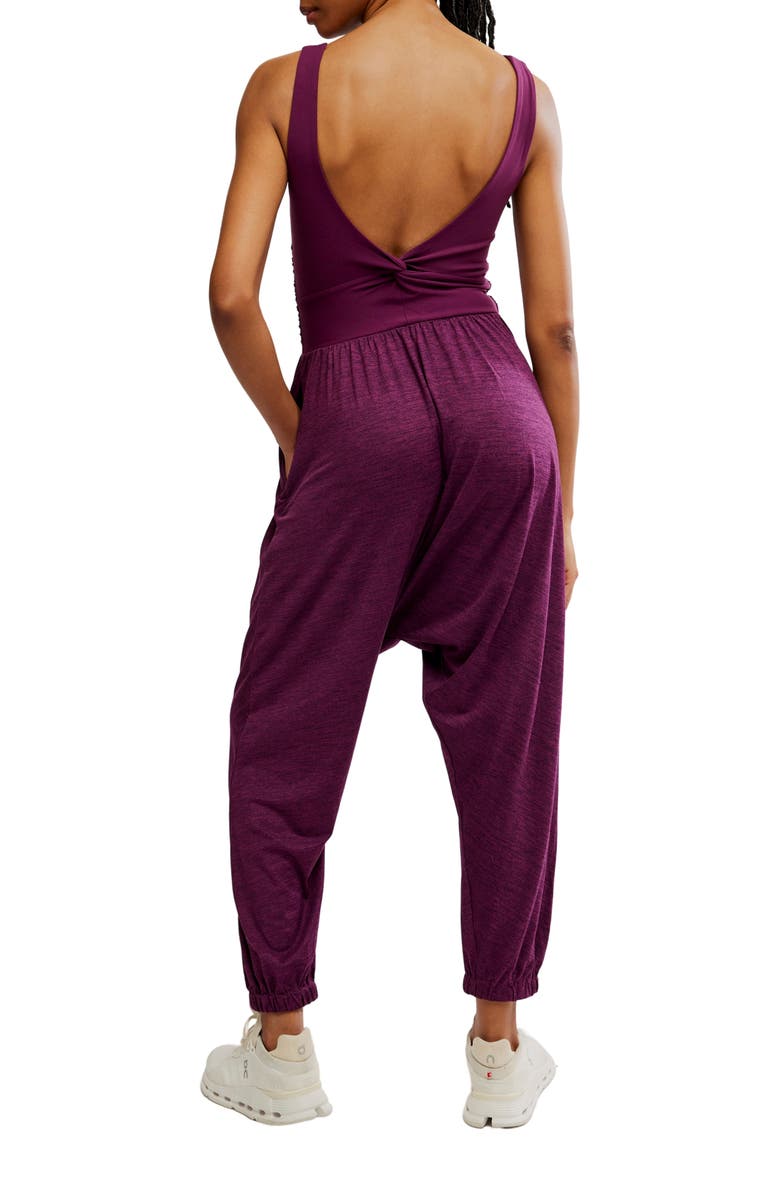 Free People Shiny Happy Tank Jumpsuit, Alternate, color, Black Cherry