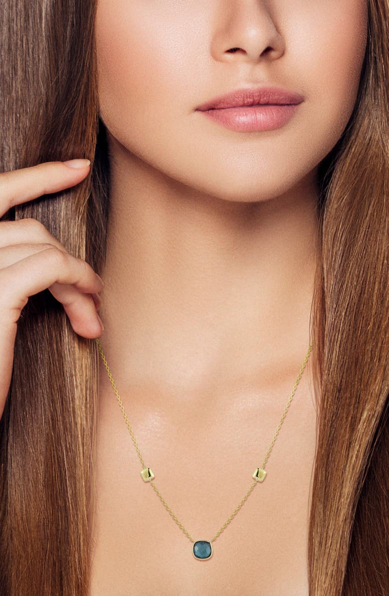 Ember Fine Jewelry 14K Gold London Blue Topaz Necklace, Alternate, color, Gold