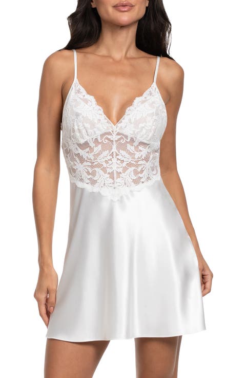 Lorena Lace Trim Satin Chemise