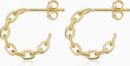 Oradina 14K Yellow Gold Venice Link Mini Hoops