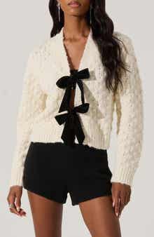 ASTR the Label Velvet Bow Cardigan