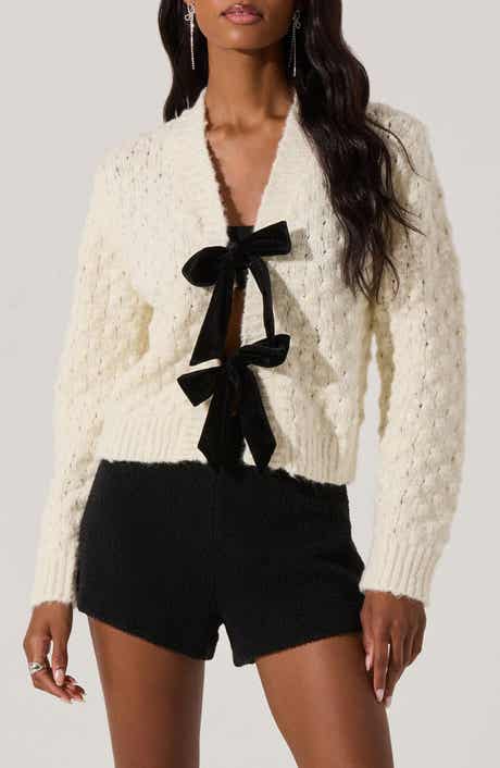 ASTR the Label Velvet Bow Cardigan