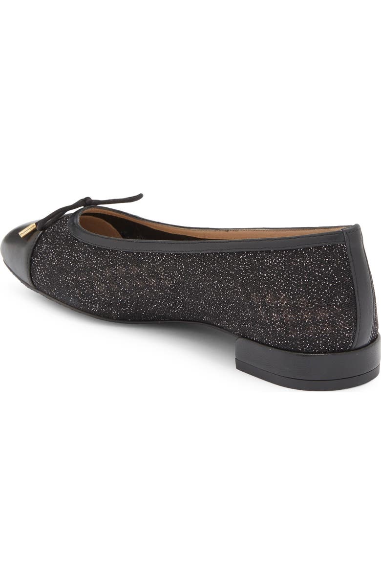 Stuart Weitzman Sleek Cap Toe Bow Flat, Alternate, color, New Black