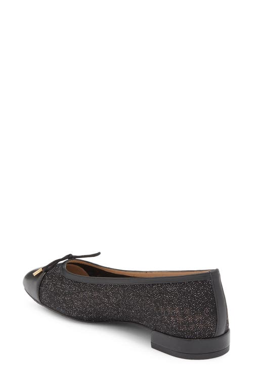 Stuart Weitzman Sleek Cap Toe Bow Flat In Black