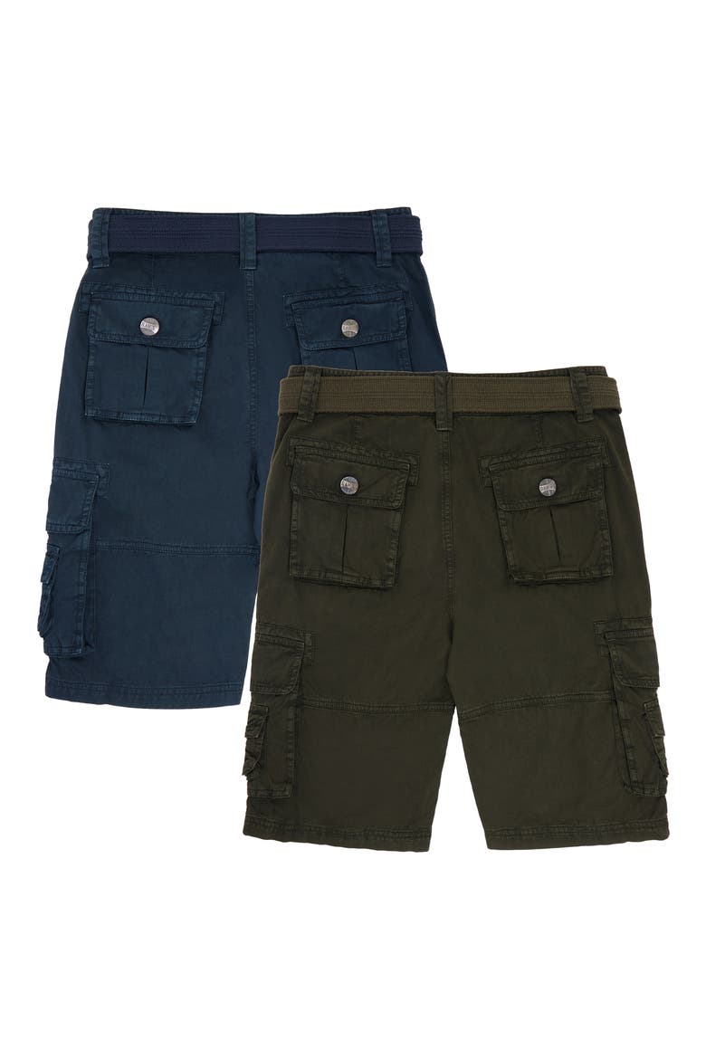 Kids' 2-Pack Belted Twill Cargo Shorts, Alternate, color, NAVY/ OLIVE