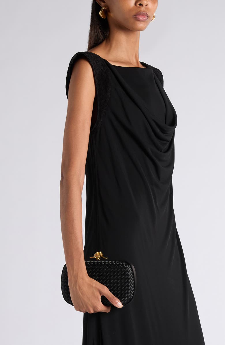 Bottega Veneta Knot Intreccio Satin Minaudière, Alternate, color, 1007 Black-Brass Vibrato
