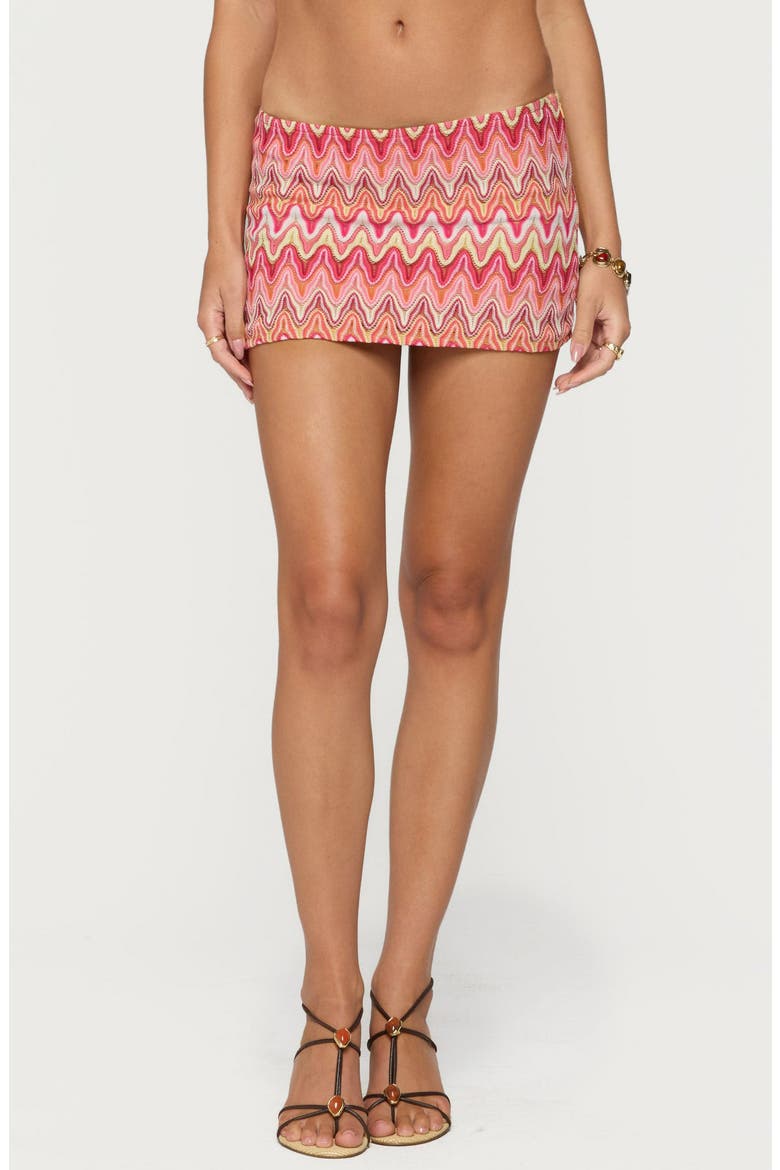 Saha Zigzag Crochet Mini Skort, Main, color, PINK