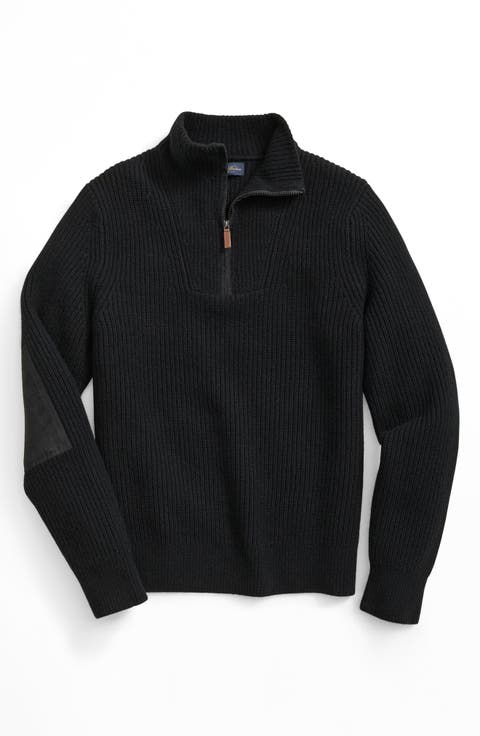 Rib Wool Military Quarter Zip Sweater