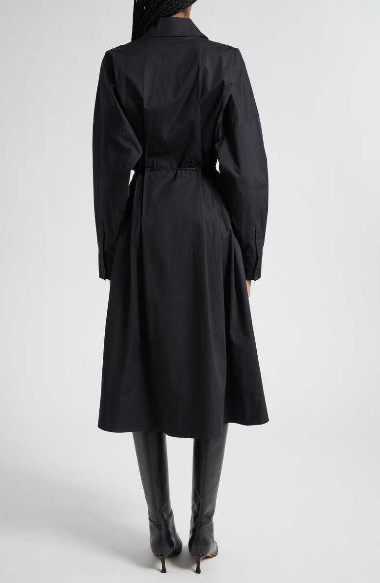 STAUD Chi Midi Shirtdress, Alternate, color, Black