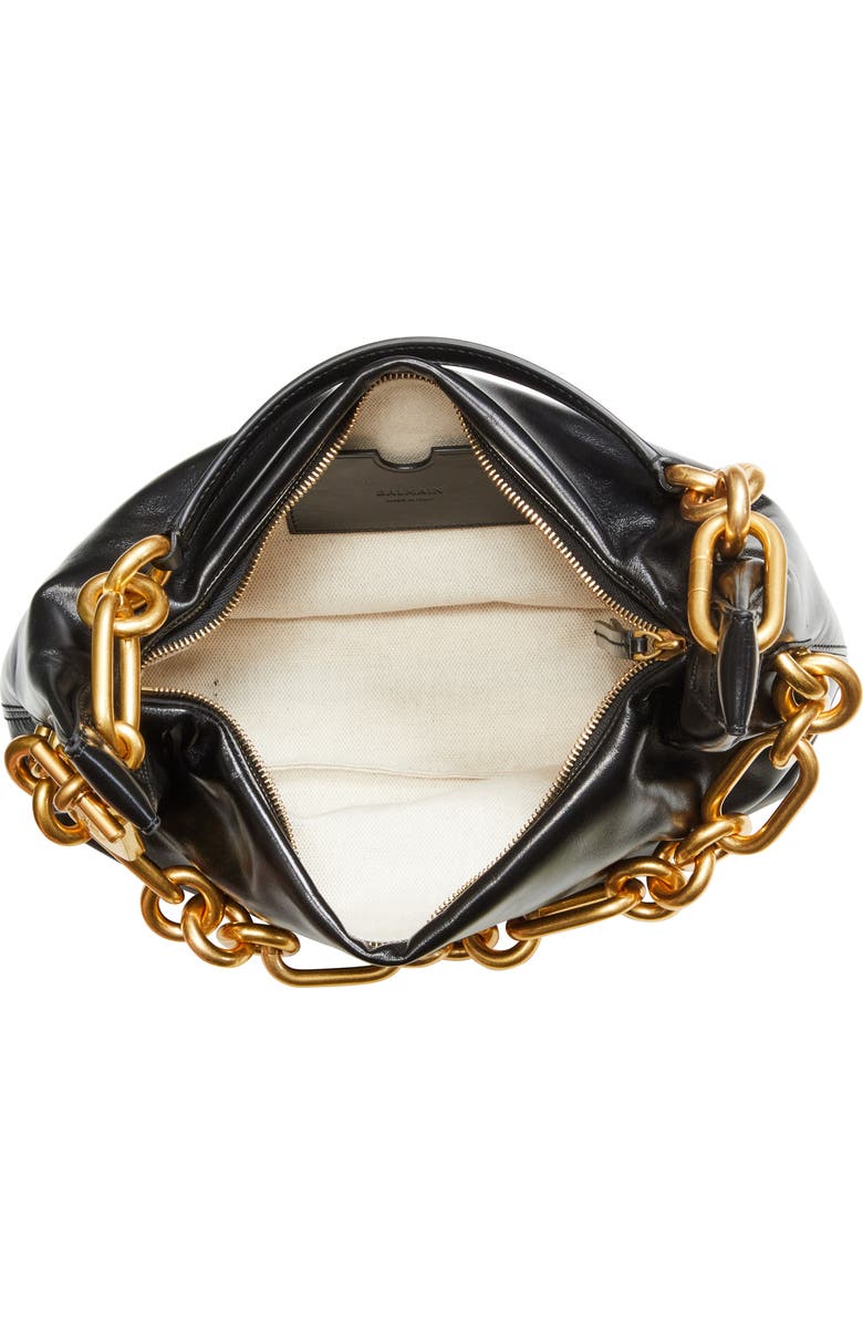 Balmain Medium Sync Leather Hobo Bag, Alternate, color, Black