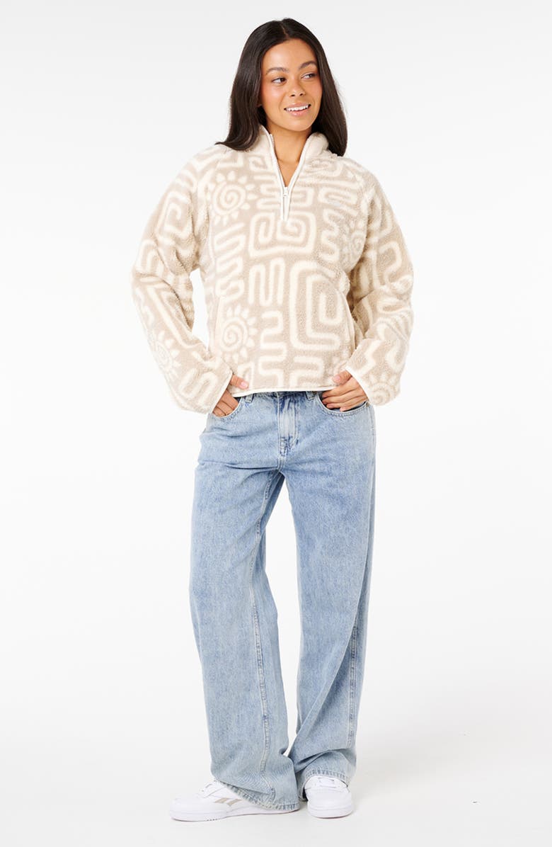 Rip Curl Sunset Luau Quarter Zip Polar Fleece Sweatshirt, Alternate, color, Bone
