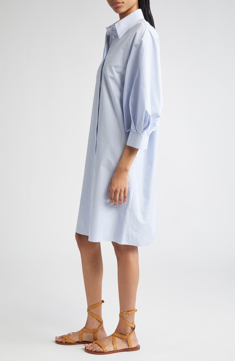 Stripe Lantern Sleeve Shirtdress