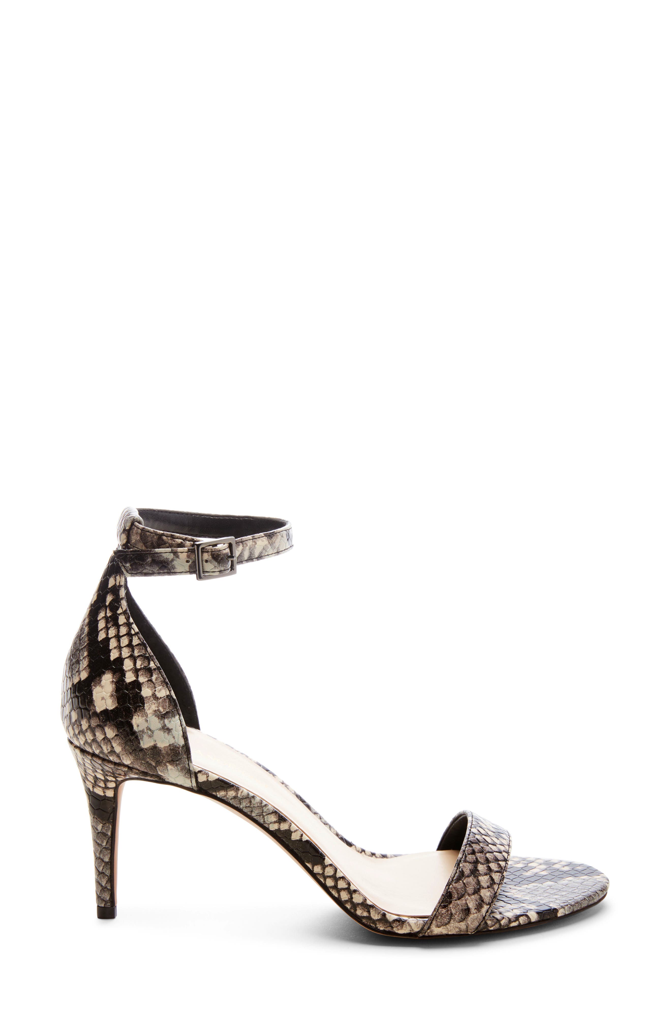 Ahmber Ankle Strap Sandal, Alternate, color, BLACK/ WHITE FAUX LEATHER