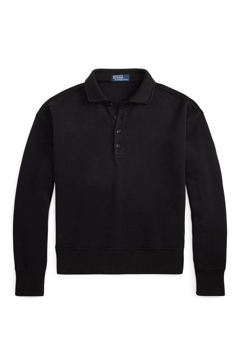 Sueded Heritage Rib Knit Sweatshirt, Alternate, color, BLACK