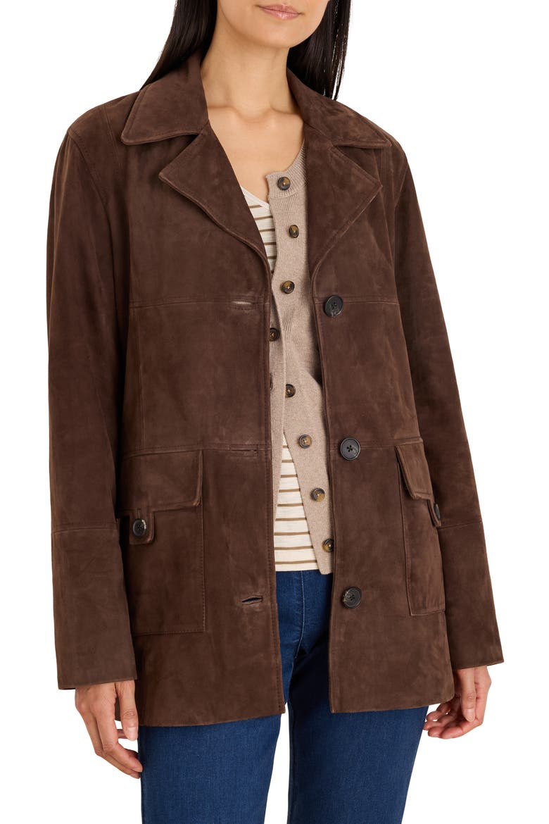 Mod Suede Coat, Main, color, CHOCOLATE