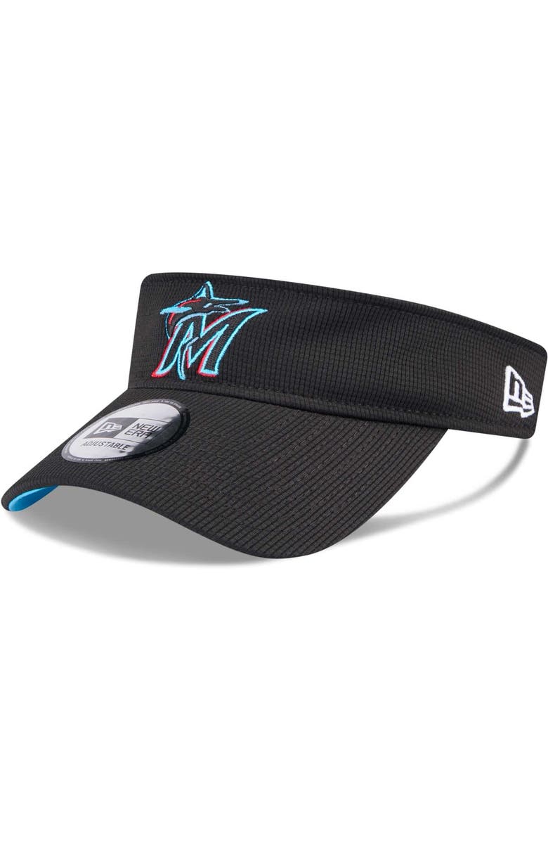 New Era Men's New Era Black Miami Marlins Gameday Team Adjustable Visor, Main, color, 