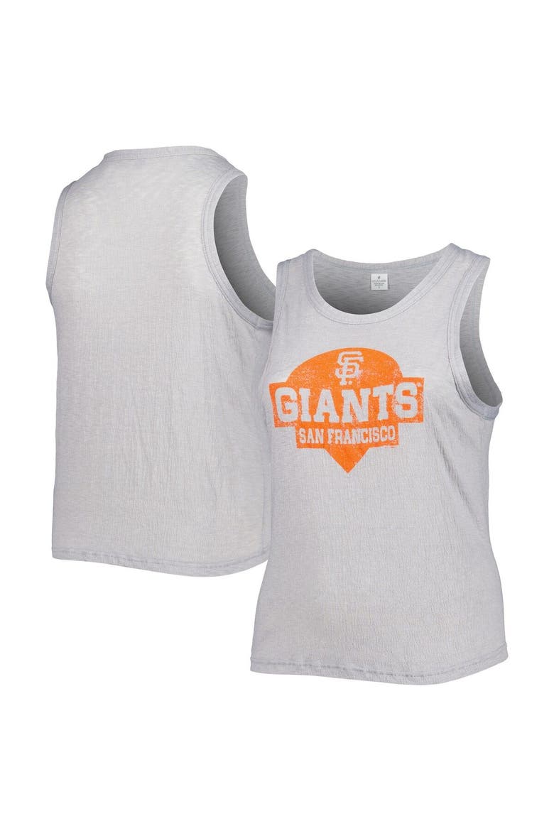 Women's Soft as a Grape Gray San Francisco Giants Plus Size High Neck Tri-Blend Tank Top, Main, color, Gray