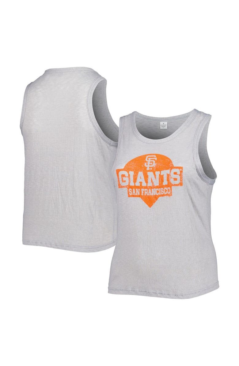 SOFT AS A GRAPE Women's Soft as a Grape Gray San Francisco Giants Plus Size High Neck Tri-Blend Tank Top, Main, color, Gray