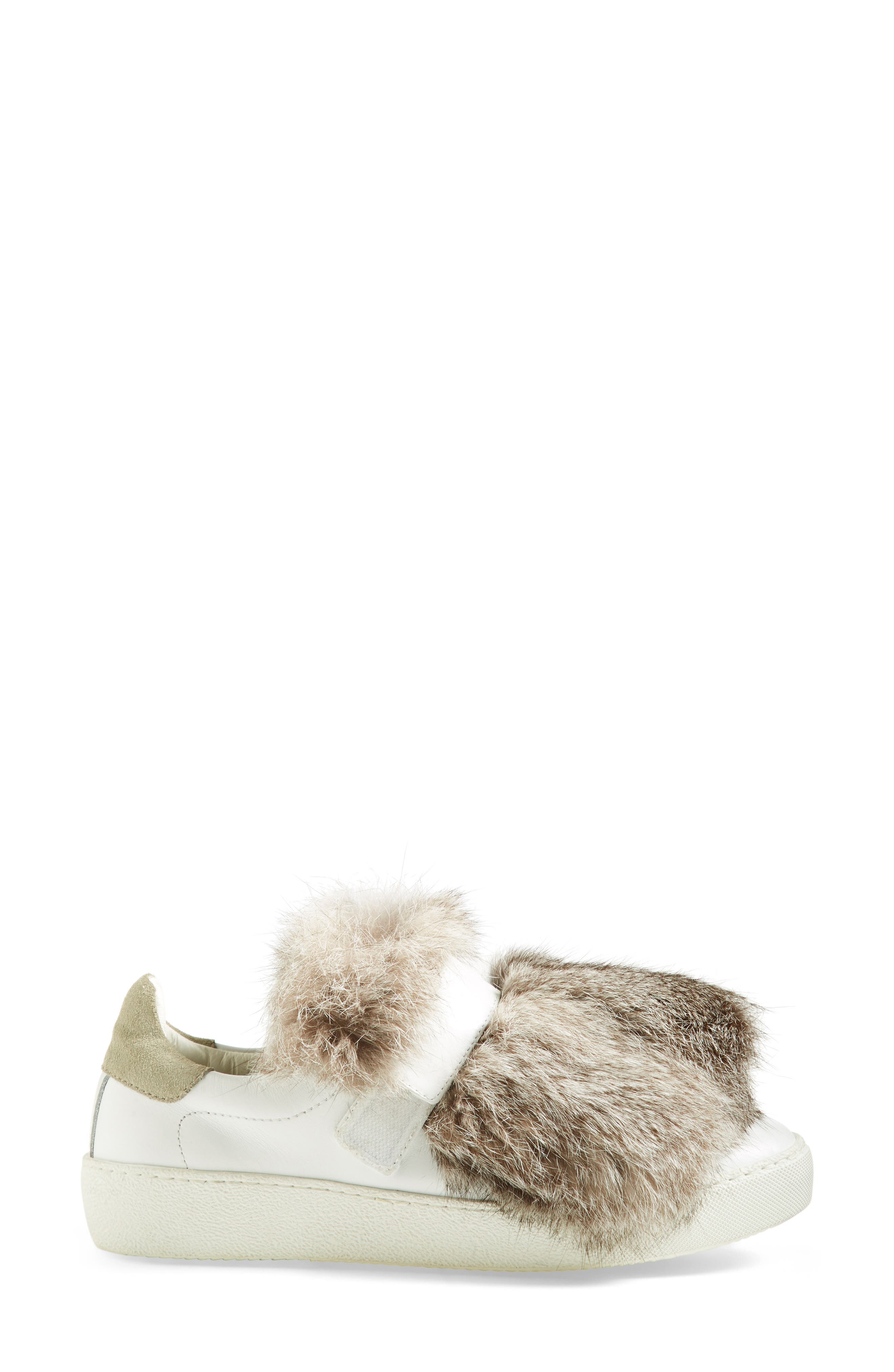 Moncler 'Lucie' Genuine Rabbit Fur Trim Sneaker, Alternate, color, 