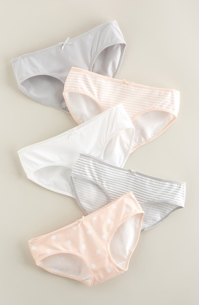 Nordstrom Kids' Assorted 5-Pack Hipster Briefs, Alternate, color, Pink- Grey Pack1