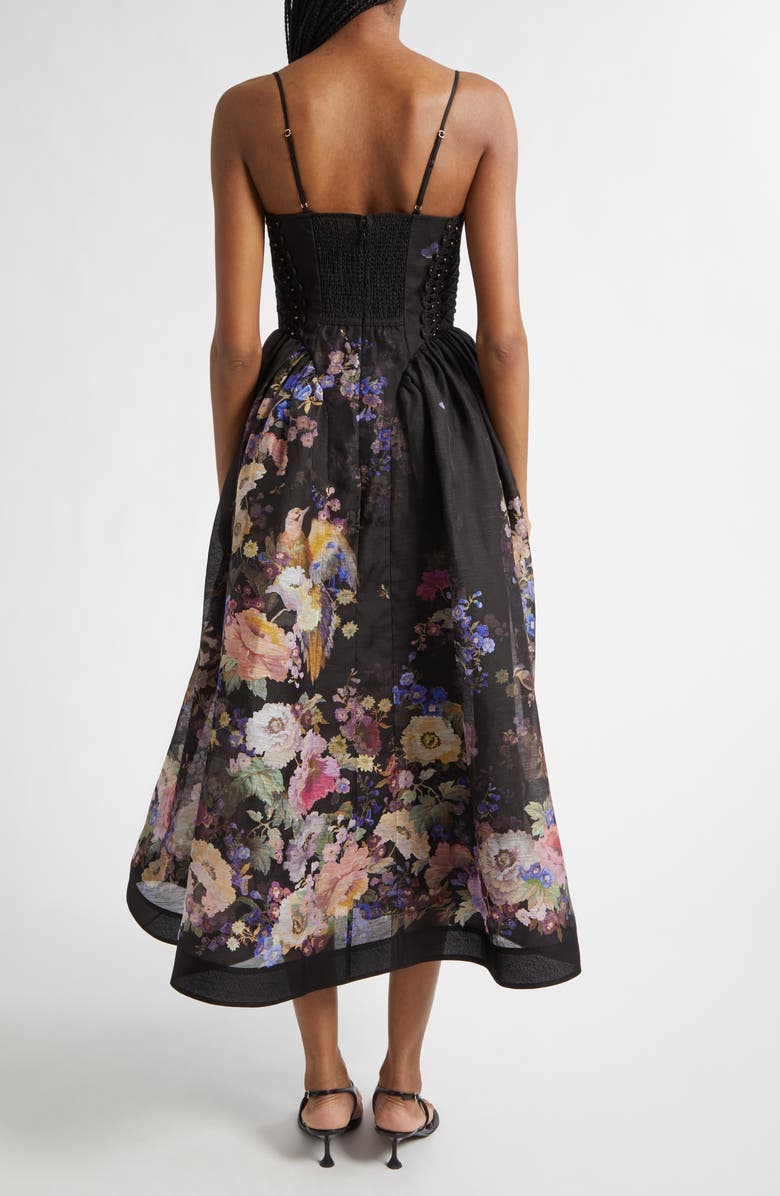 Zimmermann Kindred Spirit Luna Floral Beaded Linen & Silk Organza Picnic Dress, Alternate, color, Black Multi Floral